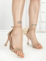 Sandale Dama cu Toc Subtire J-207 CHAMPAGNE | CHERIE