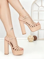 Sandale Dama cu Toc Gros si Platforma B6 NUDE | CHERIE