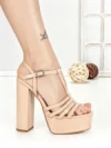 Sandale Dama cu Toc Gros si Platforma B6 NUDE | CHERIE
