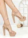 Sandale Dama cu Toc Gros si Platforma J-212 NUDE | CHERIE