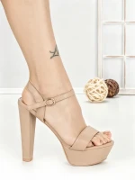Sandale Dama cu Toc Gros si Platforma J-212 NUDE | CHERIE