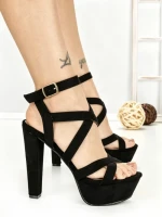 Sandale Dama cu Toc Gros si Platforma 168-1 BLACK | CHERIE