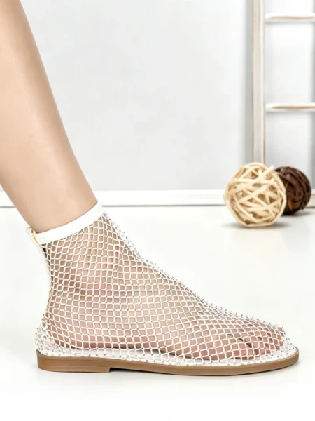 Sandale Dama cu Talpa Joasa GG-75 WHITE | EMAS