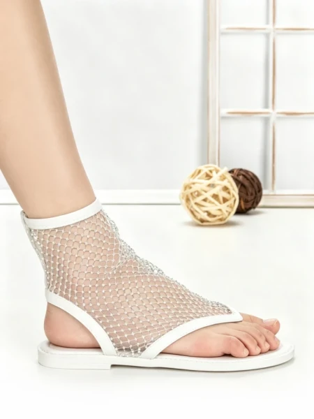 Papuci Dama cu Talpa Joasa GG-73 WHITE | EMAS