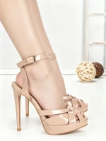 Sandale Dama cu Toc Gros si Platforma 168-92 NUDE | CHERIE