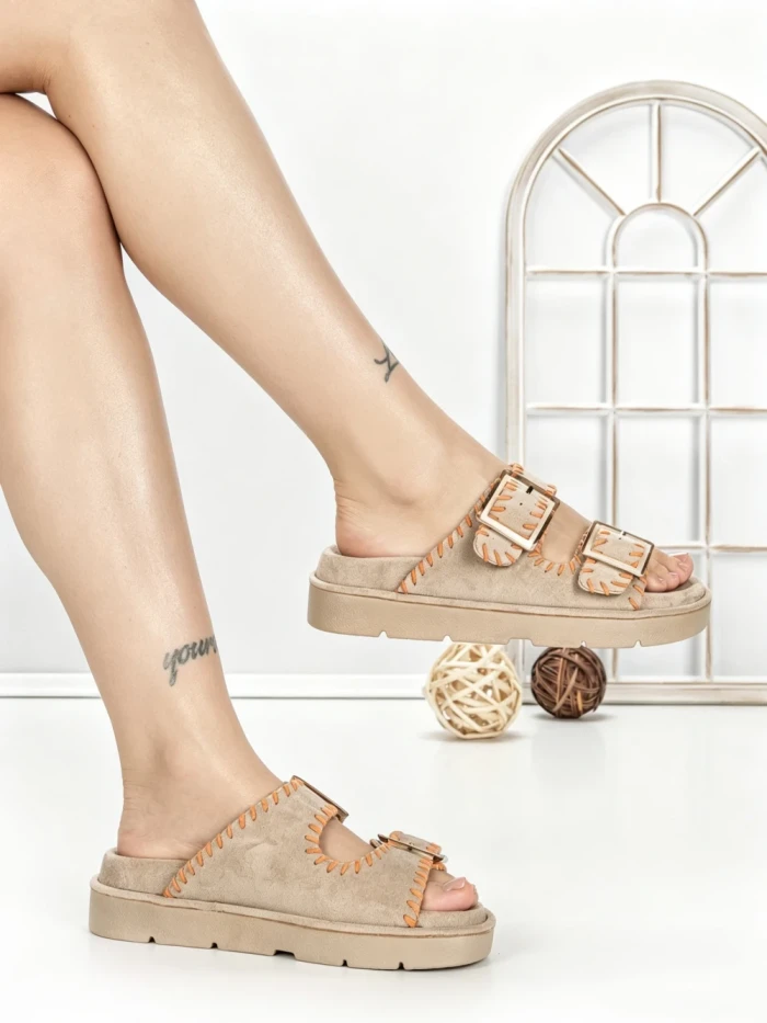 Papuci Dama cu Talpa Joasa QQ-261 BEIGE | STEPHAN