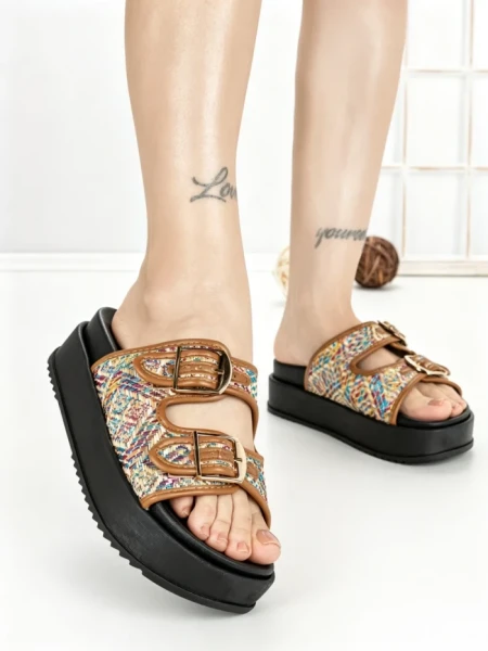 Papuci Dama cu Platforma SS-162 CAMEL | STEPHAN