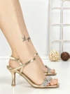 Sandale Dama cu Toc Subtire Y328-63 GOLD | FESTISIMO