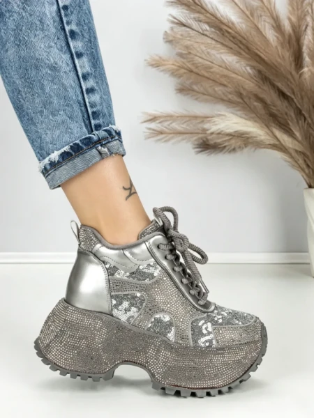 Ghete Dama cu Platforma 8580-2 GREY | MEI