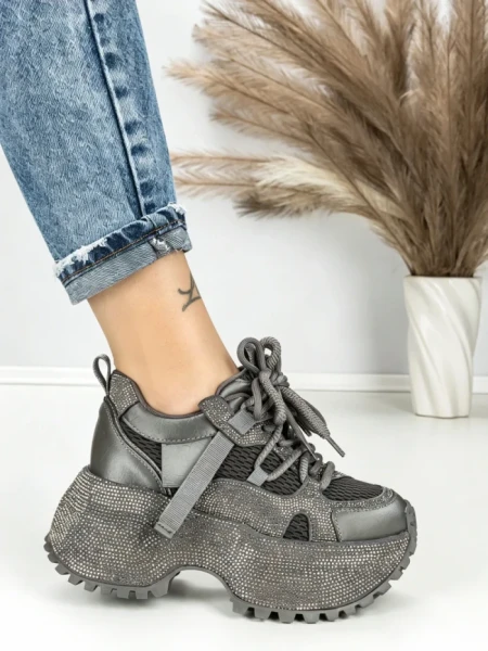 Pantofi Sport Dama cu Platforma 6580-8 GREY | MEI