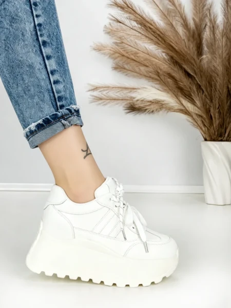 Pantofi Sport Dama cu Platforma 3570 WHITE | MEI