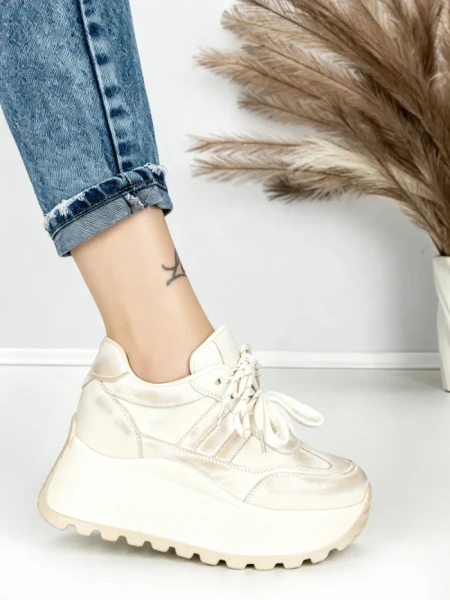 Pantofi Sport Dama cu Platforma 3570 BEIGE | MEI
