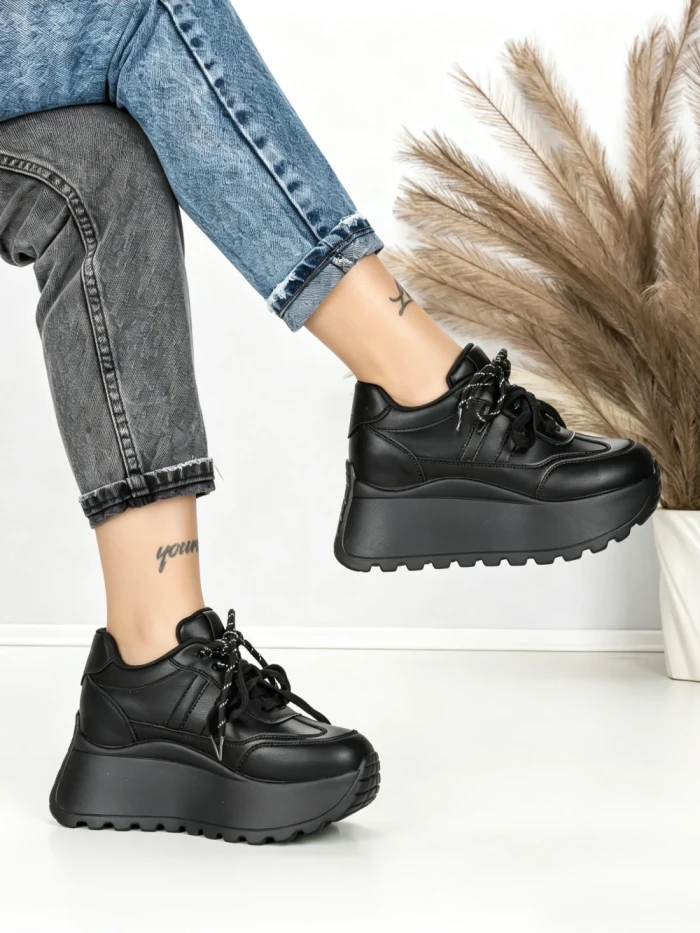 Pantofi Sport Dama cu Platforma 3570 BLACK | MEI