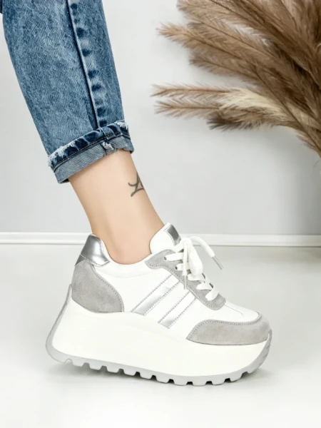 Pantofi Sport Dama cu Platforma 3596 SILVER | MEI