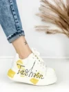 Pantofi Sport Dama din piele naturala 719-3 YELLOW | PANTOFUL