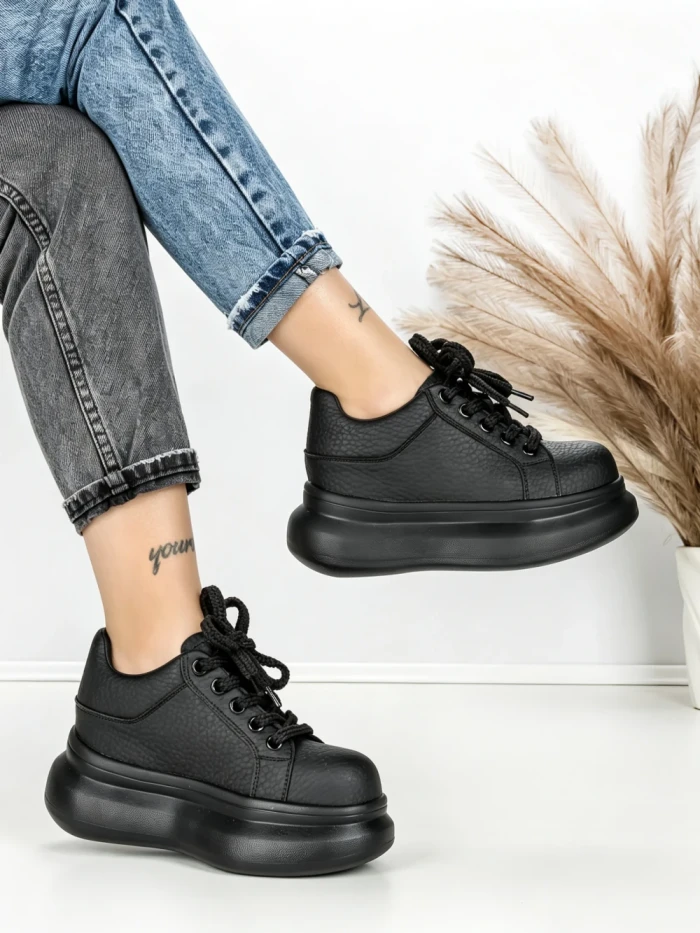 Pantofi Sport Dama din piele naturala 719-1 BLACK | PANTOFUL