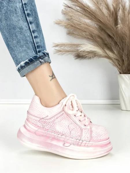 Pantofi Sport Dama din piele naturala 719-2 PINK | PANTOFUL