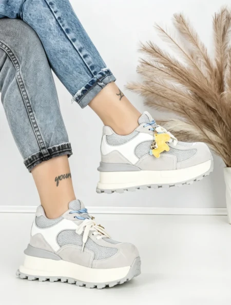 Pantofi Sport Dama din piele naturala 3651-3 GREY | PANTOFUL