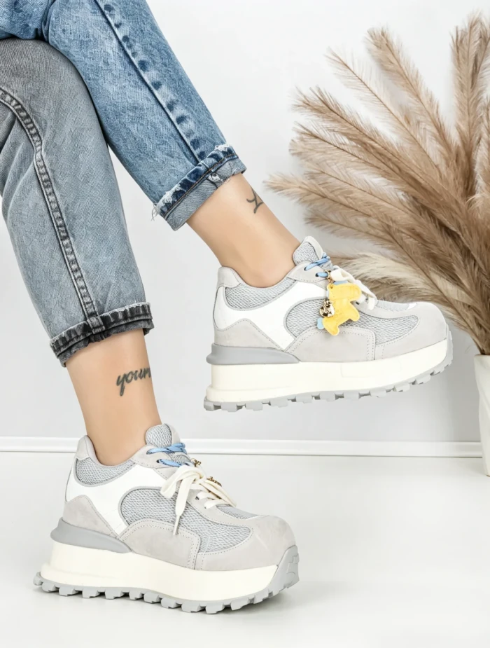 Pantofi Sport Dama din piele naturala 3651-3 GREY | PANTOFUL