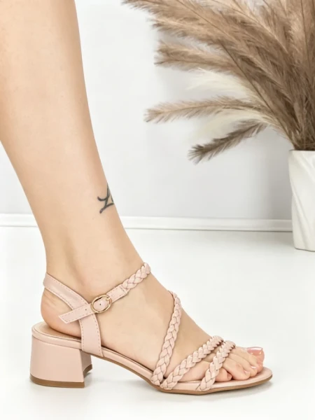 Sandale Dama cu Toc Gros BE-6009 PINK | BEUE SHOES