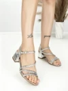 Sandale Dama cu Toc Gros BE-6009 SILVER | BEUE SHOES