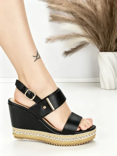Sandale Dama cu Platforma BE-9023 BLACK | BEUE SHOES