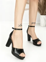 Sandale Dama cu Toc Gros si Platforma BE-6065 BLACK | BEUE SHOES