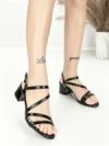 Sandale Dama cu Toc Gros BE-6014 BLACK | BEUE SHOES