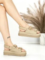 Sandale Dama cu Platforma PL367 KHAKI | GIVANA