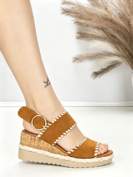 Sandale Dama cu Platforma 22-337 CAMEL | STEPHAN