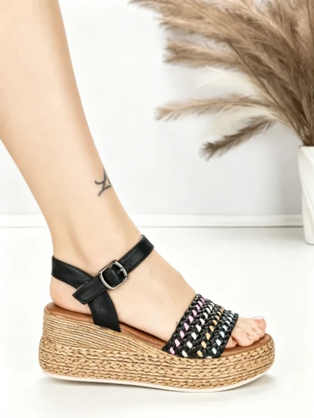 Sandale Dama cu Platforma F-20 BLACK | STEPHAN