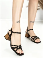 Sandale Dama cu Toc Gros BE-6005 BLACK | BEUE SHOES