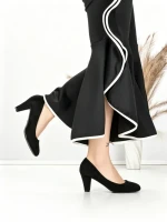 Pantofi cu Toc Gros J-89 BLACK | CHERIE