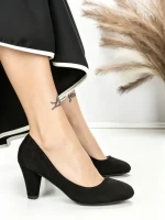 Pantofi cu Toc Gros J-89 BLACK | CHERIE