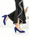 Pantofi cu Toc Gros J-89 DARK BLUE | CHERIE