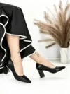 Pantofi cu Toc Gros J-221 BLACK | CHERIE