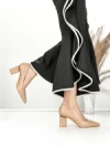 Pantofi cu Toc Gros J-221 NUDE | CHERIE