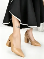 Pantofi cu Toc Gros J-221 APRICOT | CHERIE