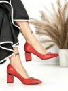 Pantofi cu Toc Gros J-221 RED | CHERIE