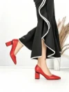 Pantofi cu Toc Gros J-221 RED | CHERIE