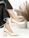 Pantofi cu Toc Gros J-221 BEIGE | CHERIE