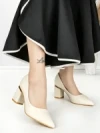 Pantofi cu Toc Gros J-221 BEIGE | CHERIE