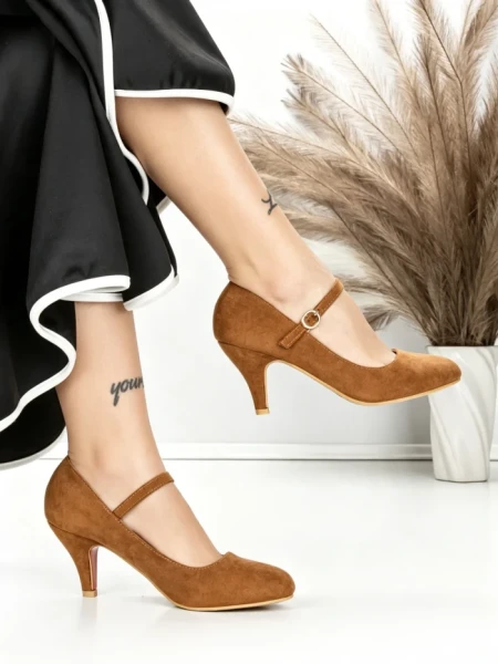 Pantofi cu Toc J-30 CAMEL | CHERIE