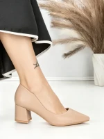 Pantofi cu Toc Gros J-56A APRICOT | CHERIE