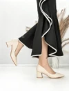 Pantofi cu Toc Gros J-56A BEIGE | CHERIE