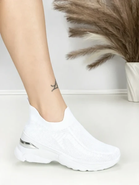Pantofi Sport Dama cu Platforma BK198 WHITE | OMODA