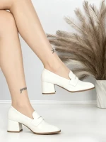Pantofi cu Toc Gros L72168E WHITE | ABLOOM