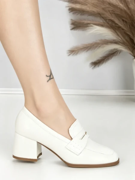 Pantofi cu Toc Gros L72168E WHITE | ABLOOM