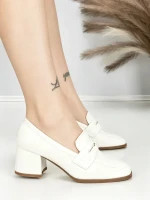 Pantofi cu Toc Gros L72168E WHITE | ABLOOM