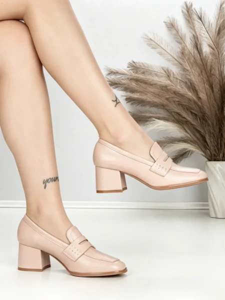 Pantofi cu Toc Gros L72168E APRICOT | ABLOOM